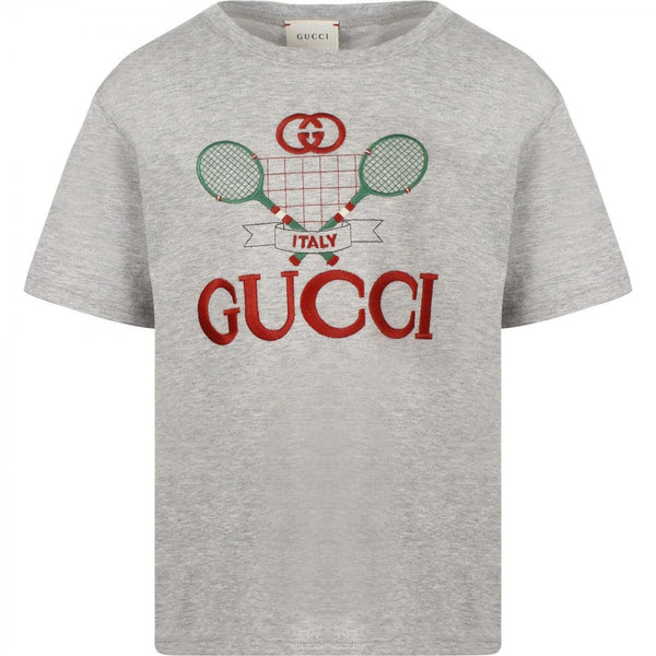 Camiseta GUCCI GG Tennis Logo para niño y niña en gris