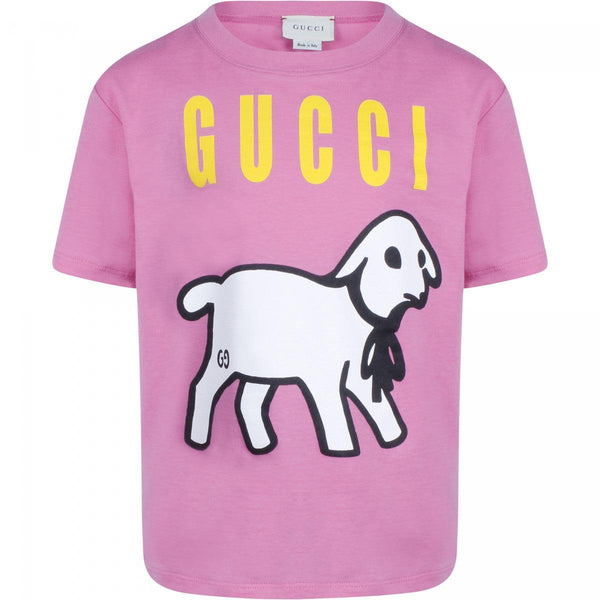 Camiseta Niña GUCCI Cordero &amp; Logo en Rosa
