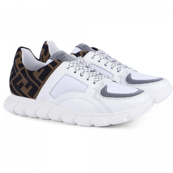Zapatillas Niño &amp; Niña FENDI FF Tacón Estampado en Blanco