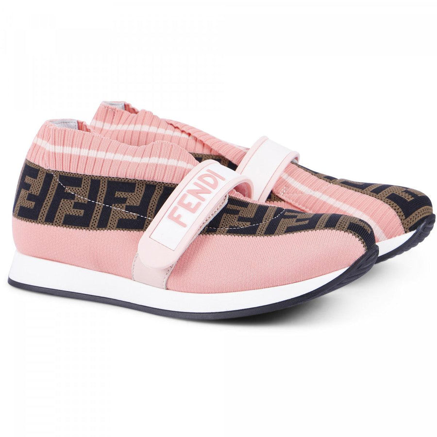 Girl FENDI FF Fabric Sneakers in Pink
