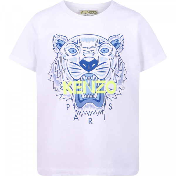 Camiseta Niño &amp; Niña KENZO KIDS Tigre Colorido en Blanco