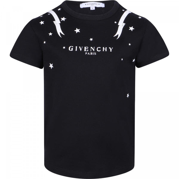 Camiseta Niño GIVENCHY Estrellas &amp; Logo en Negro