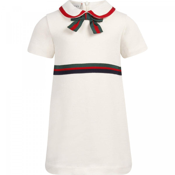 Vestido Niña GUCCI Lazo en Blanco Marfil