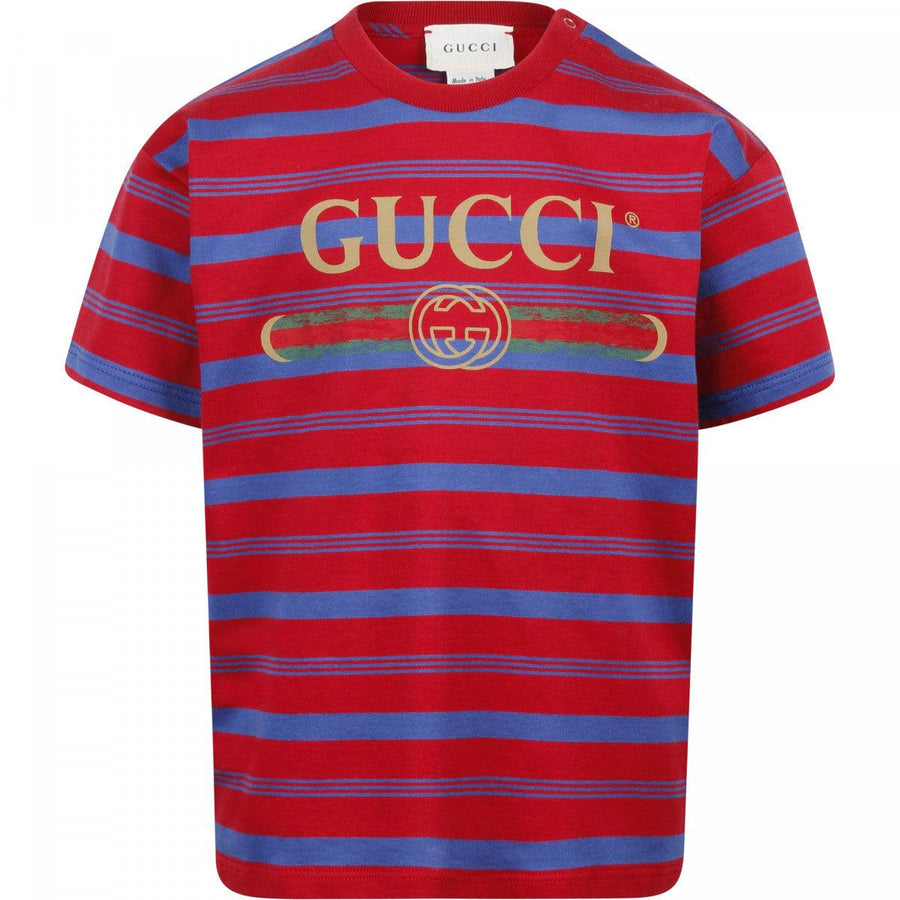 Boy Gucci Logo Striped Playsuit
