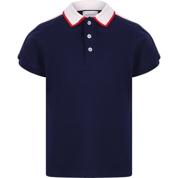 Polo GUCCI Niño en Azul Marino con Detalle de Color