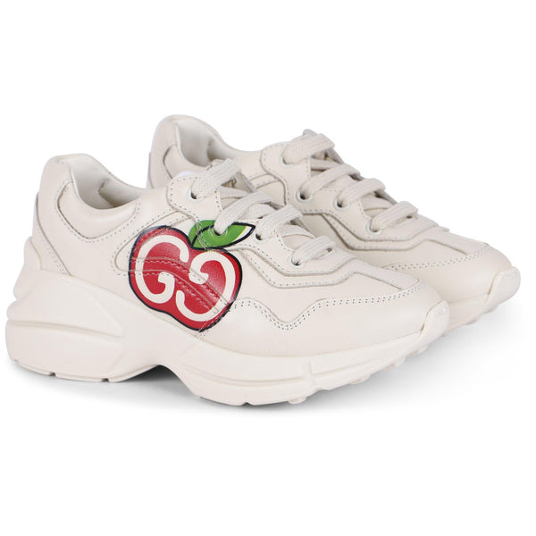 Zapatillas Niña GUCCI Logo Manzana Roja en Blanco 
