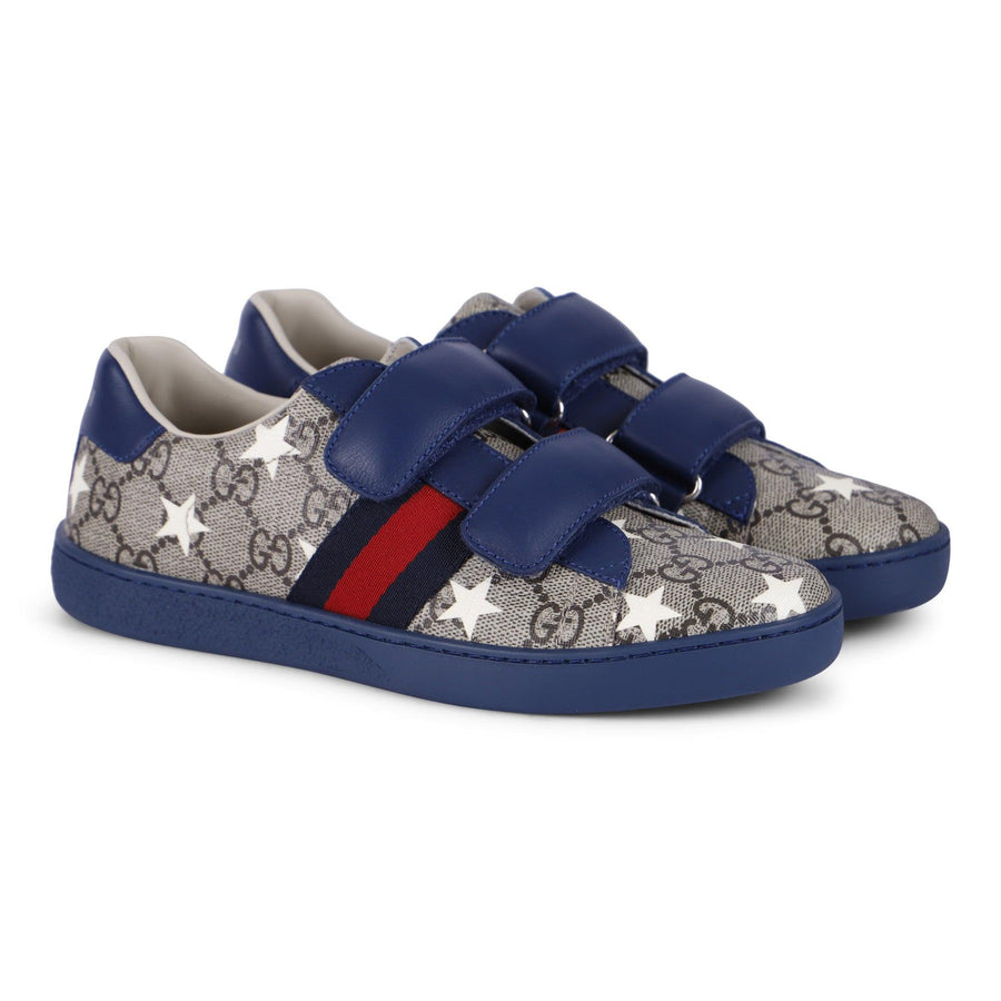 Boy GUCCI Logo Print Shoes in Navy Blue Sneaker