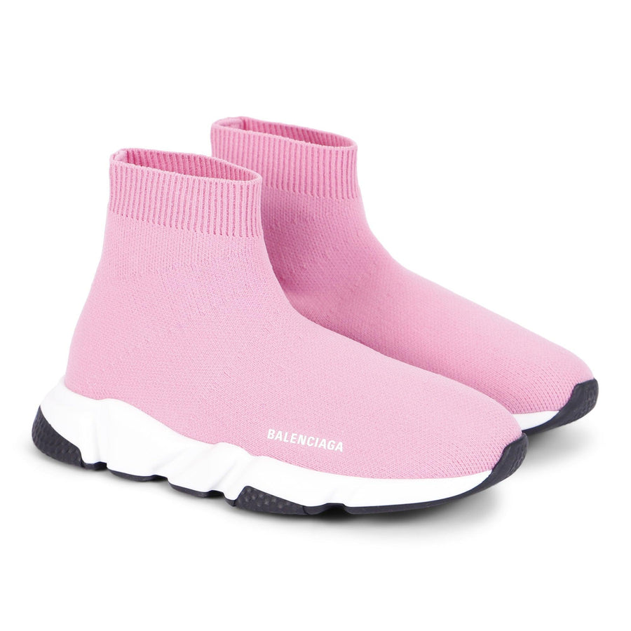 Girl BALENCIAGA Monogram Knit Sock Sneakers in Pink