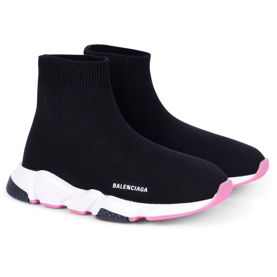 BALENCIAGA Niña Deportivas Calcetín Punto Negro Suela Rosa