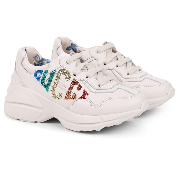 Zapatillas Niña GUCCI Rainbow Logo en Blanco