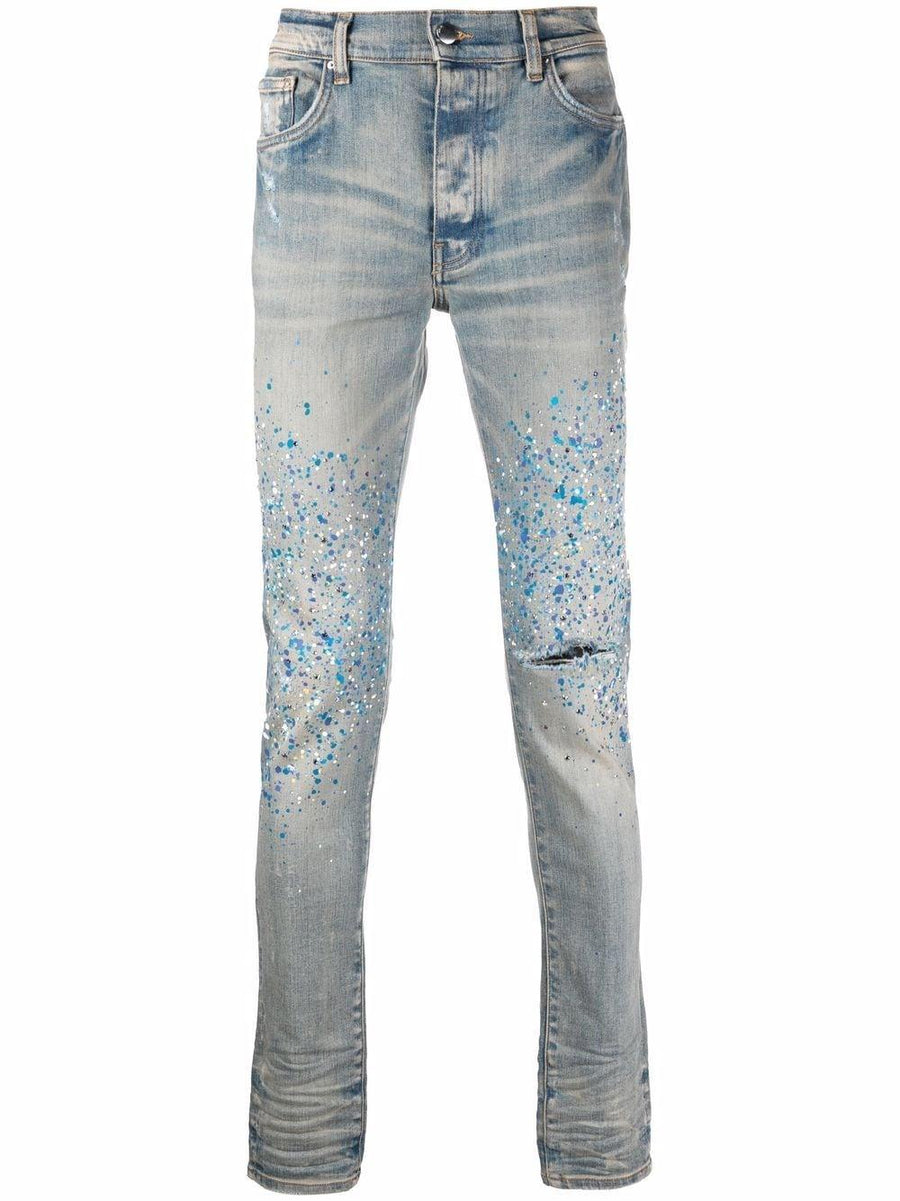 AMIRI jeans de mezclilla con detalle de salpicaduras de pintura