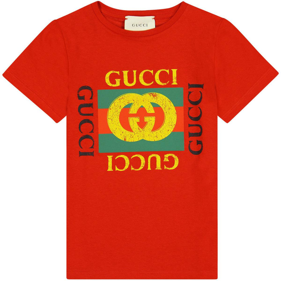 Boy GUCCI Retro Logo T-Shirt in Red