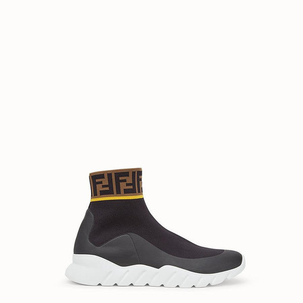 Hombre Fendi Zapatillas altas de tejido técnico negro