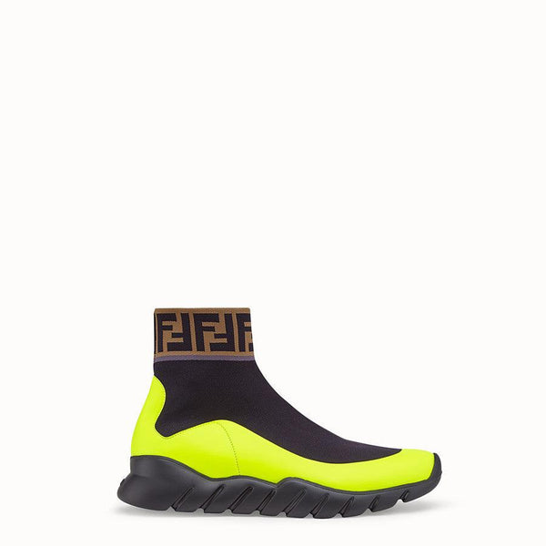 Hombre Zapatillas Fendi Zapatillas altas de tejido técnico negro