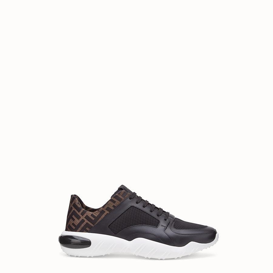 Men Fendi Sneakers Black tech mesh and leather low-tops