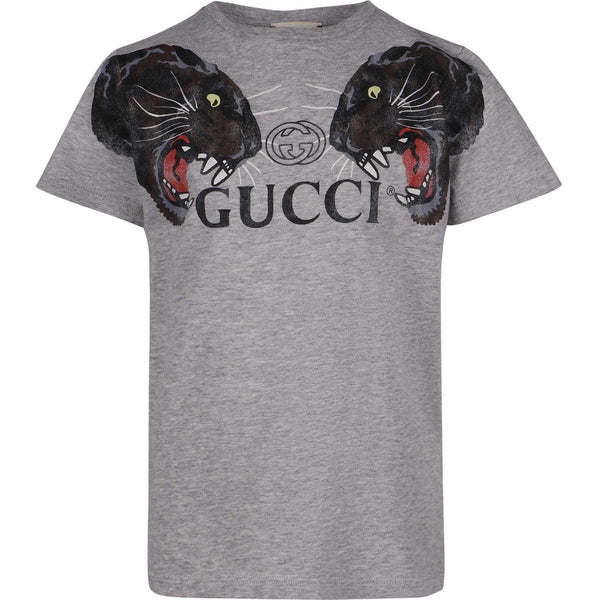 Camiseta Pantera con Logo GUCCI para Niño y Niña en Gris