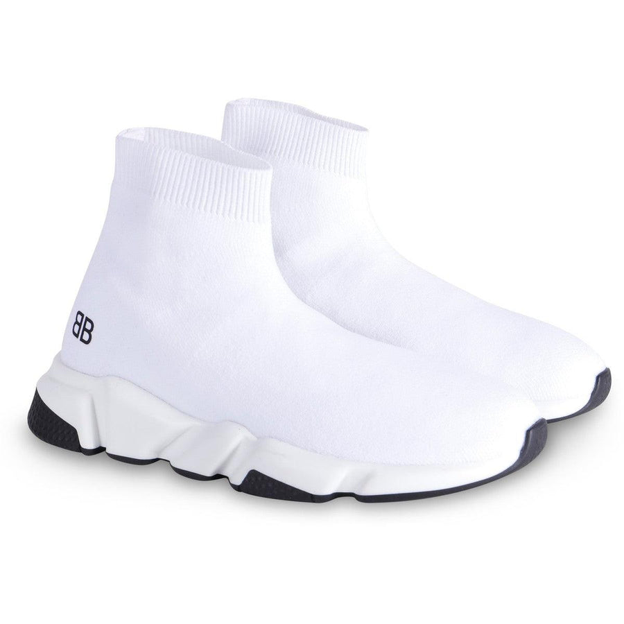 Boy & Girl BALENCIAGA White Knit "Speed" Sneakers