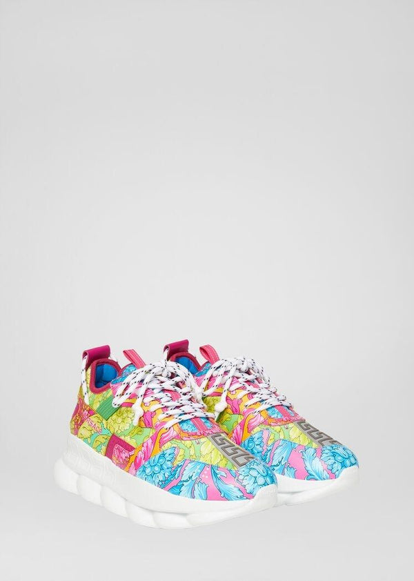 MEN VERSACE FLUO BAROCCO PRINT CHAIN REACTION 2 SNEAKERS