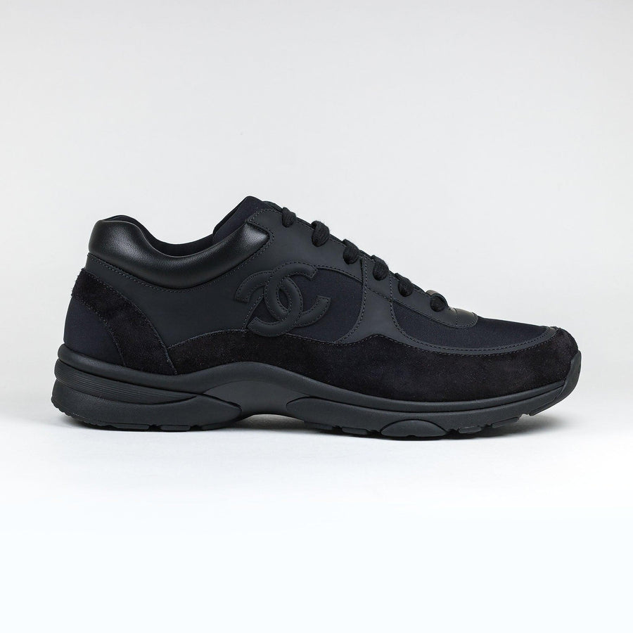 WOMEN CHANEL CC LOGO SUEDE TRIPLE BLACK SNEAKER
