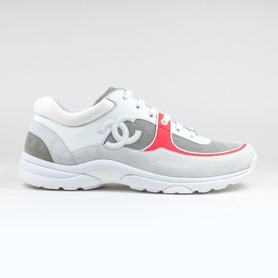 WOMEN CHANEL CC LOGO WHITE FLOURESCENT RED SNEAKER