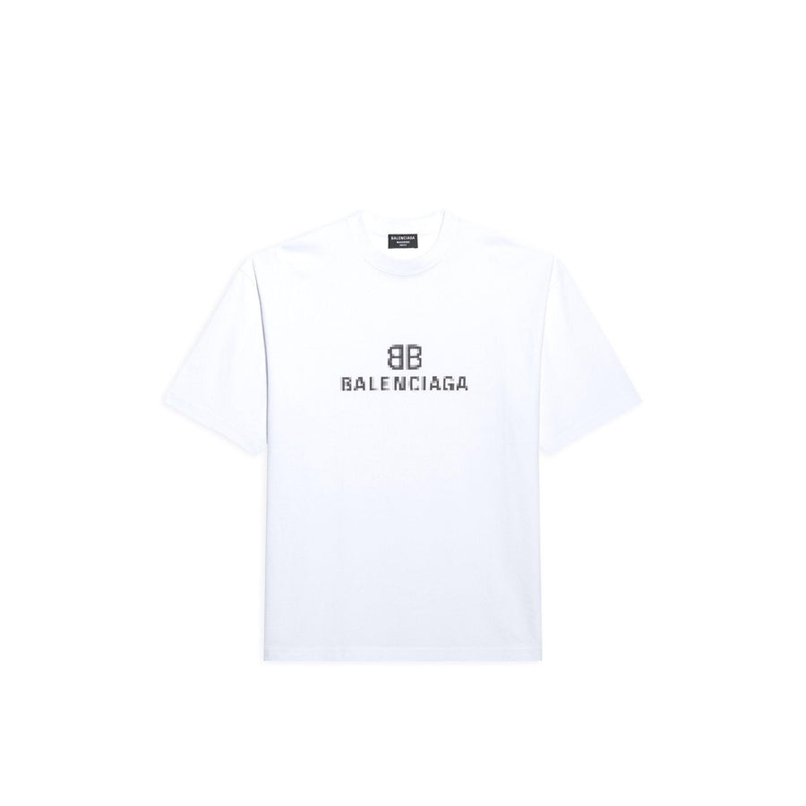 CAMISETA BALENCIAGA BB PIXEL DE AJUSTE MEDIANO EN BLANCO