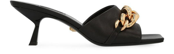 VERSACE Nappa Medusa - Sandales mules à talon chaîne