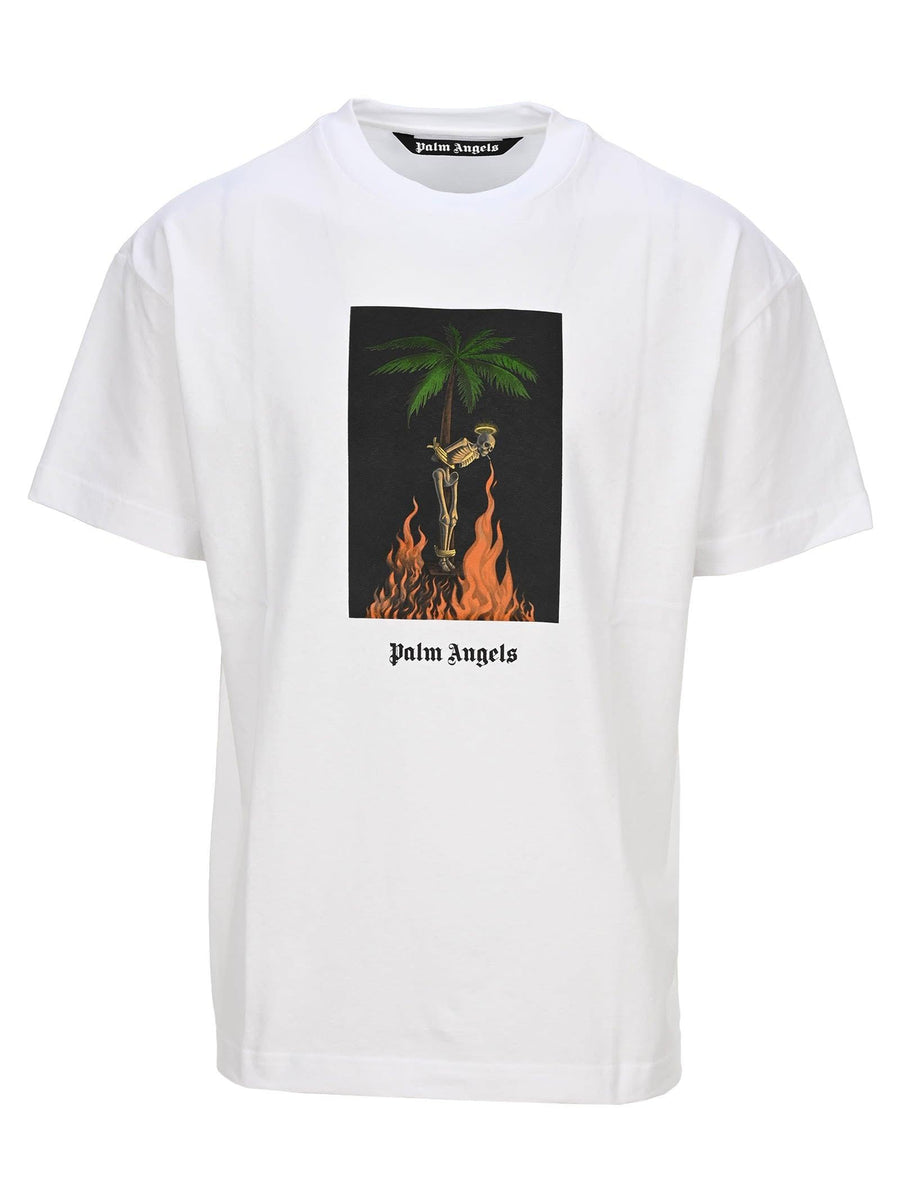 T-SHIRT IMPRIMÉ SQUELETTE BRÛLANT PALM ANGELS Homme