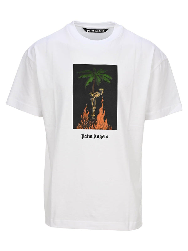 T-SHIRT IMPRIMÉ SQUELETTE BRÛLANT PALM ANGELS Homme