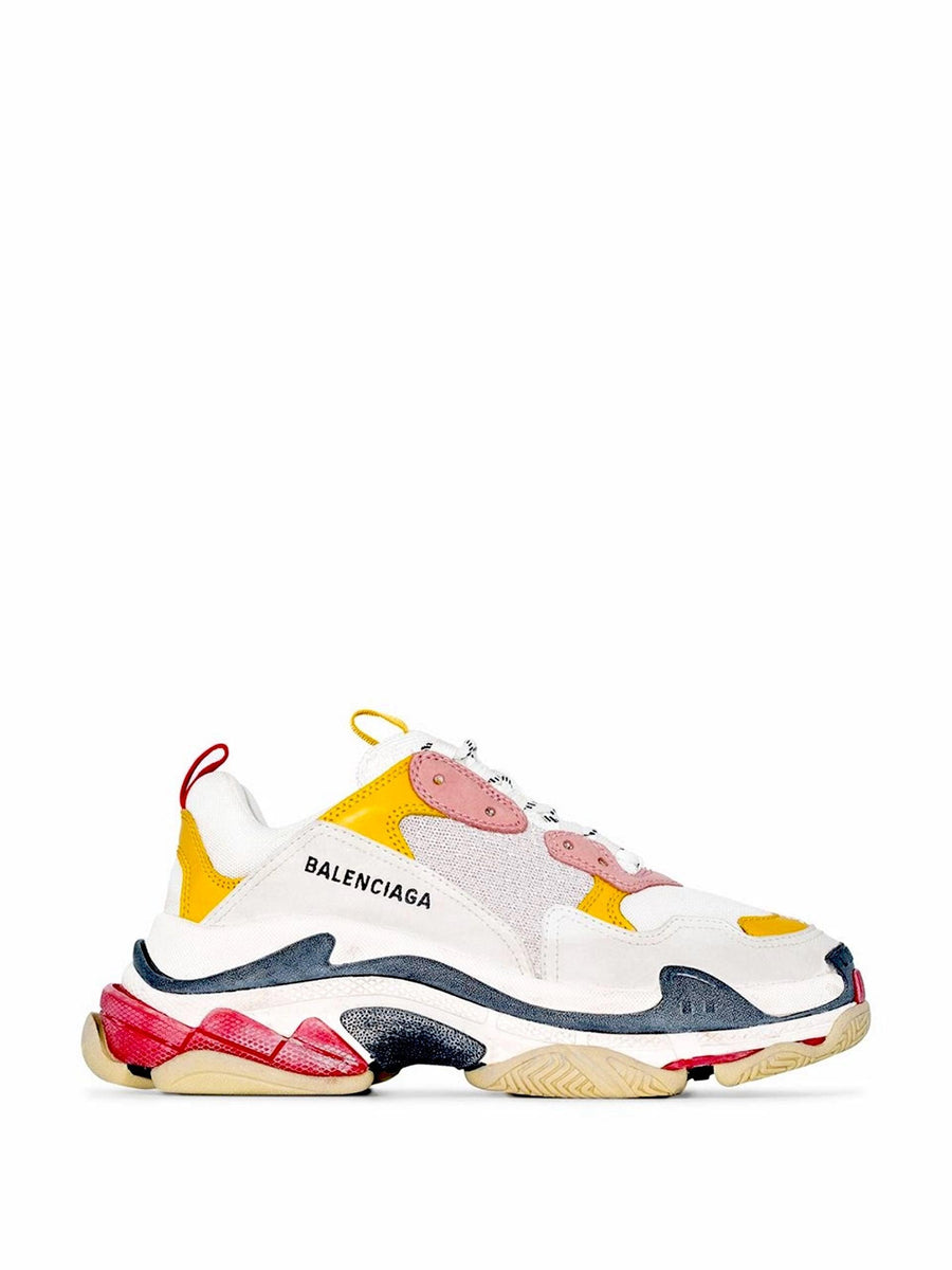 Balenciaga  Triple S Leather Sneakers White, Pink And Yellow