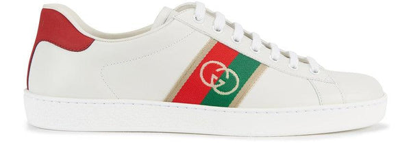 GUCCI Baskets G Ace entrelacées blanches et rouges