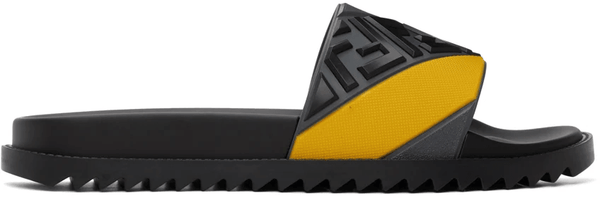 FENDI Chanclas Fussbett grises y amarillas 'Forever Fendi'