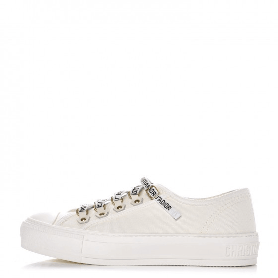 BASKETS BASSES DIOR WALK'N'DIOR FEMME EN TOILE BLANCHE