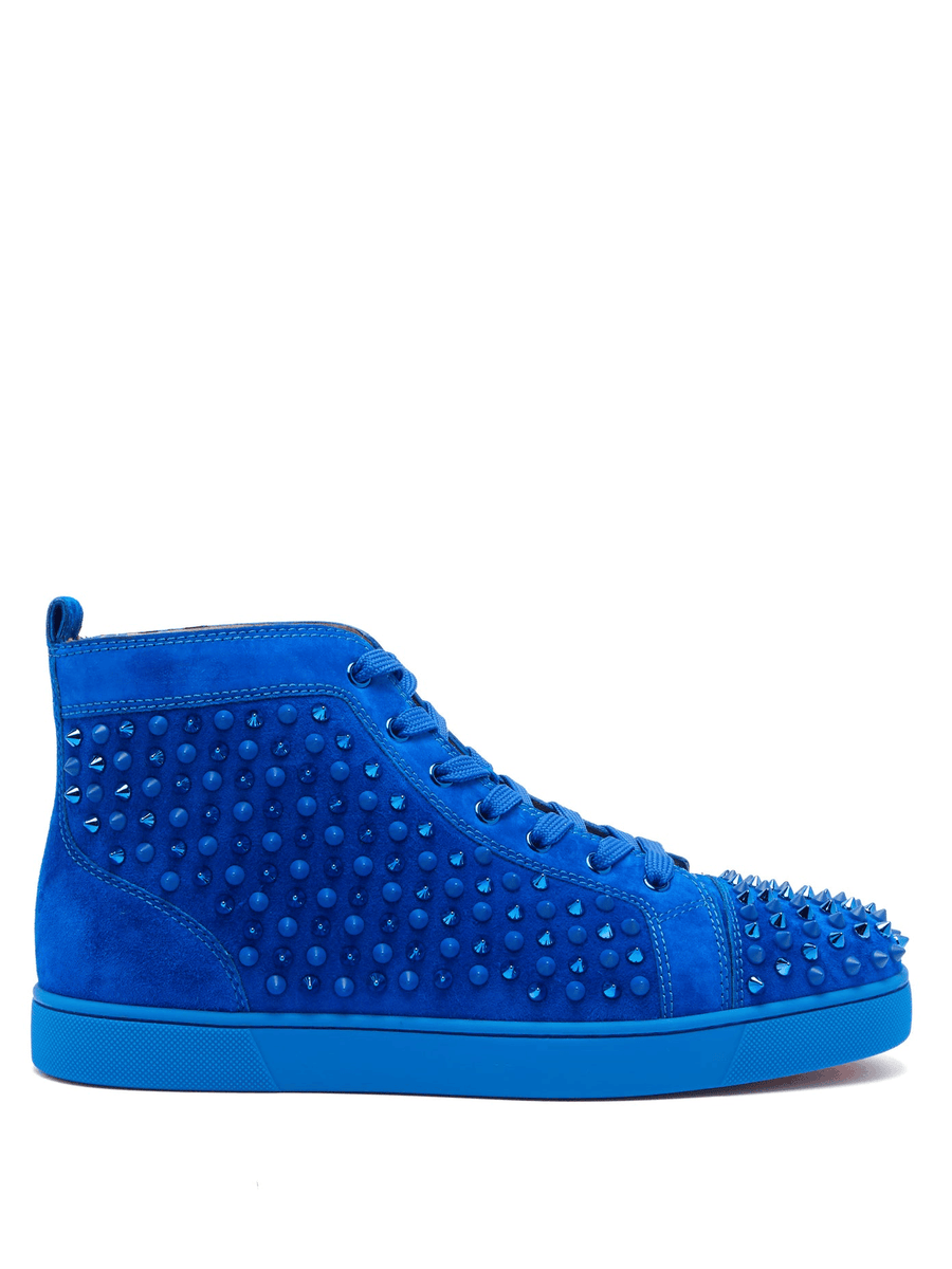 Homme Louboutin Baskets montantes à picots Louis en daim Bleu
