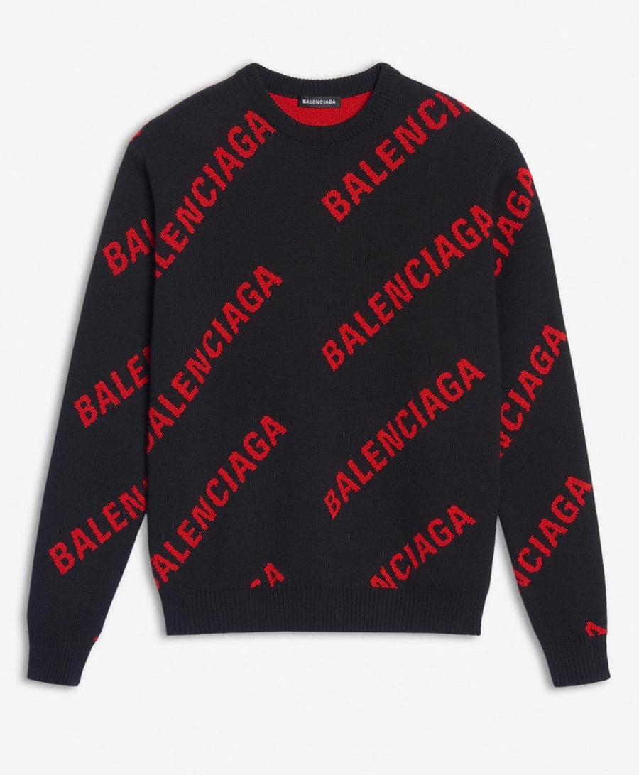Sudadera con cuello redondo y logo Allover de Balenciaga para hombre