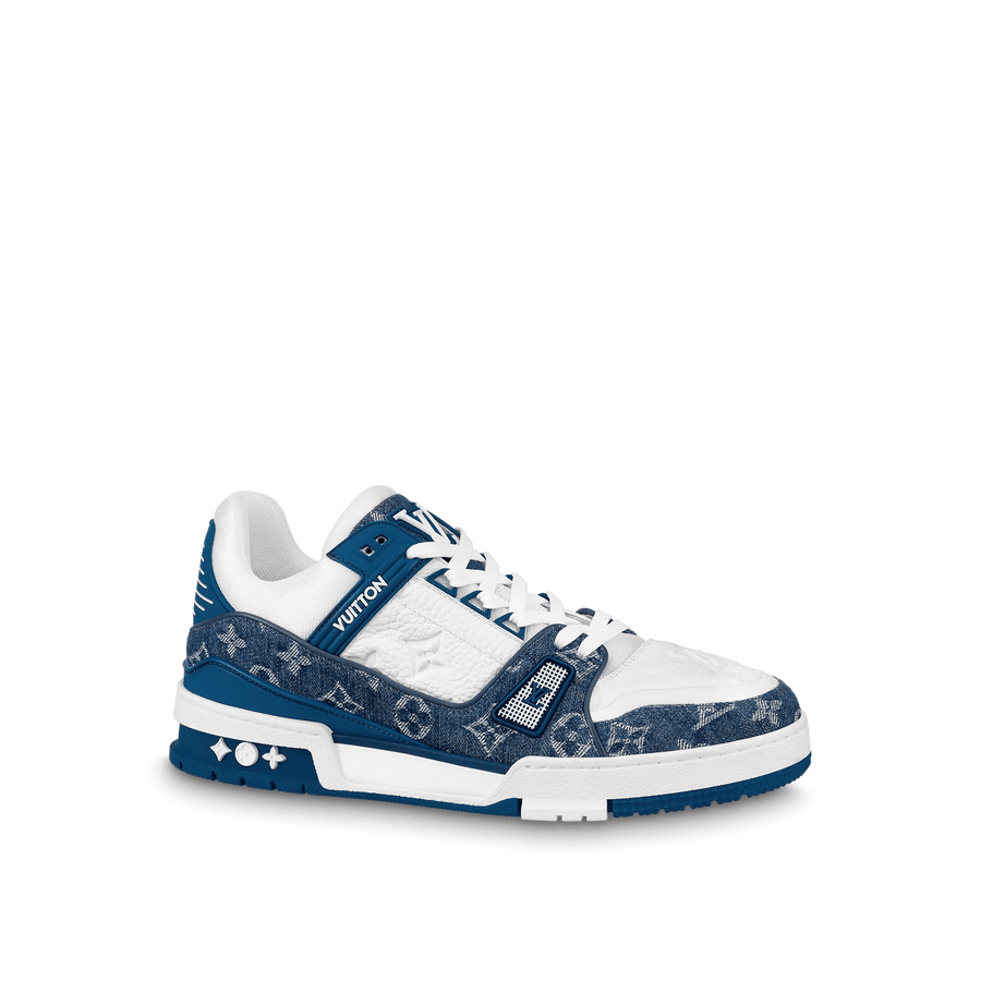 Louis Vuitton LV Trainer Sneaker Monogram Denim White blue