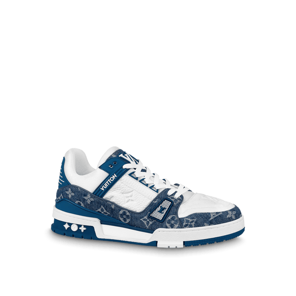 Zapatilla Louis Vuitton LV Trainer Monogram Denim Blanco azul