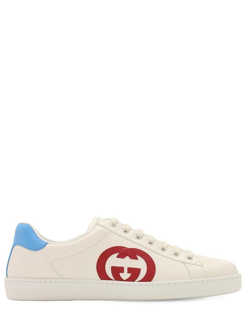 GUCCI NEW ACE INTERLOCKING GG LEATHER SNEAKERS