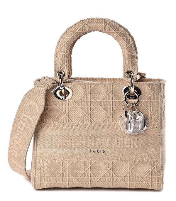SAC CANNAGE BRODÉ DIOR MEDIUM BEIGE LADY D-LITE