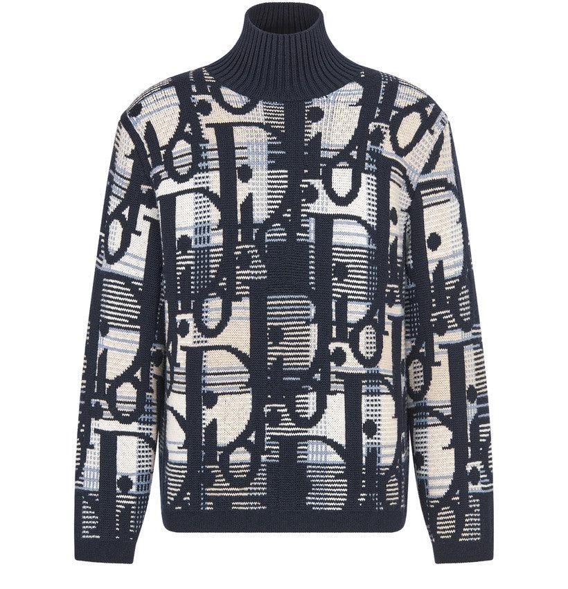Dior Oblique Stand Collar Sweater with Tartan Motif