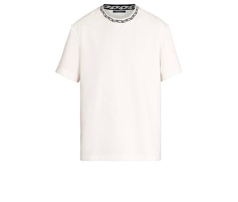 MEN LOUIS VUITTON T-SHIRT WITH CHAIN JACQUARD RIB COLLAR