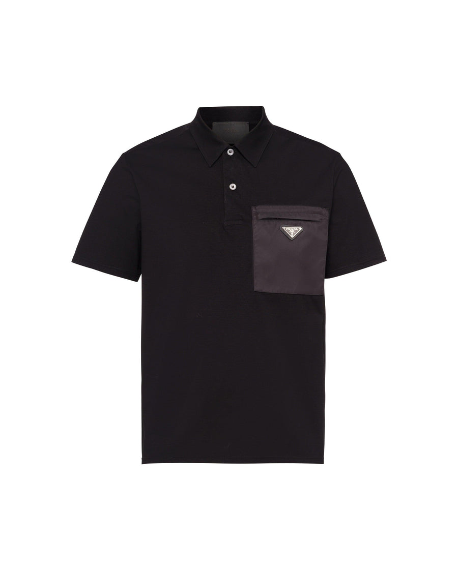 Prada Polo en coton stretch avec détails en nylon