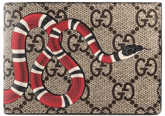 Men Gucci Kingsnake print GG Supreme wallet