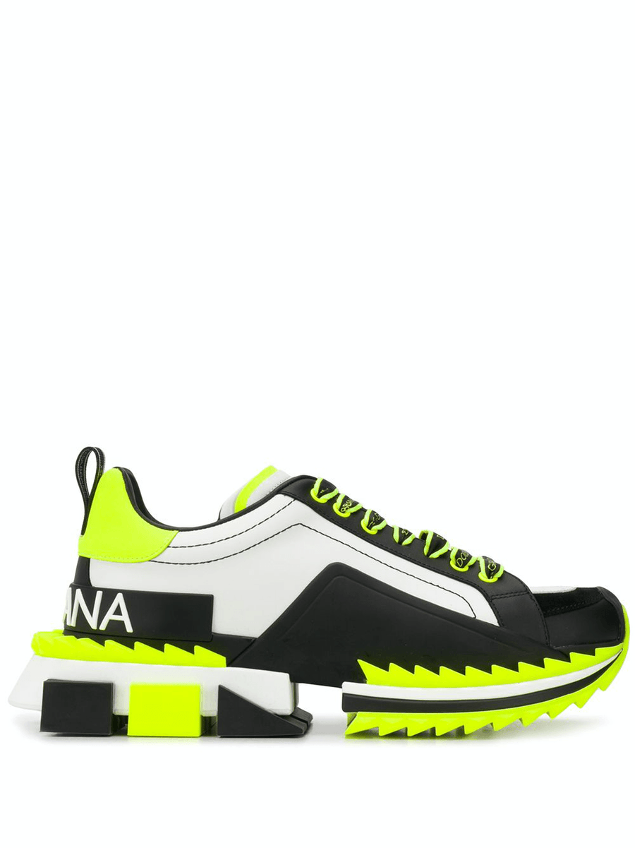 MEN DOLCE & GABBANA Fluorescent Multicolored Super King Sneakers In Black