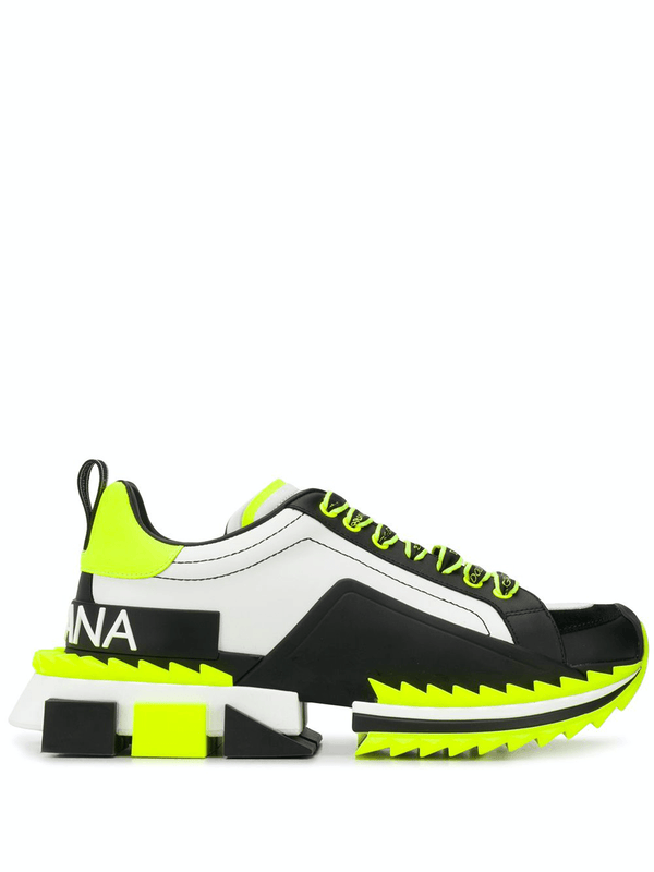 MEN DOLCE & GABBANA Fluorescent Multicolored Super King Sneakers In Black