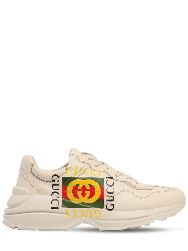 Zapatilla Rhyton Gucci de piel con logo para hombre
