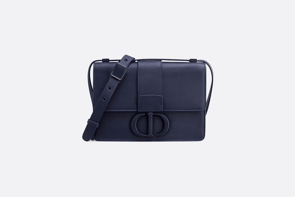 DIOR MATTE INDIGO BLUE 30 MONTAIGNE STAMPED GRAIN CALFSKIN FLAP BAG