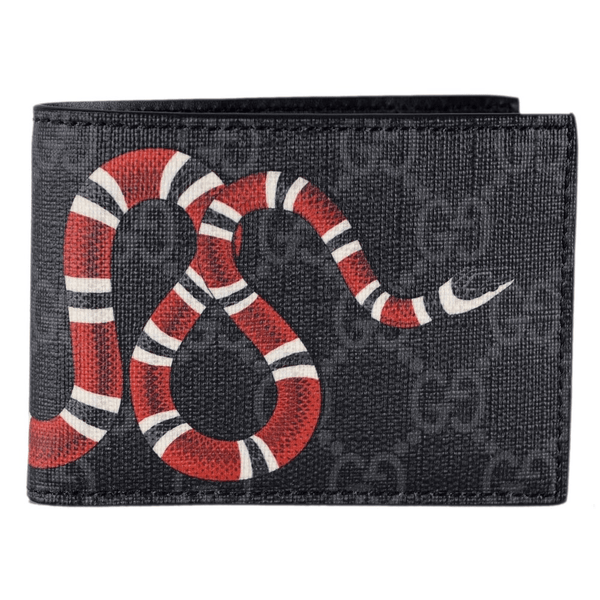 Men Gucci Kingsnake print GG Supreme wallet