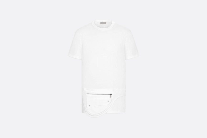 Camiseta Dior Off-White Compact De Algodón Con Bolsillo Saddle Incorporado Hombre