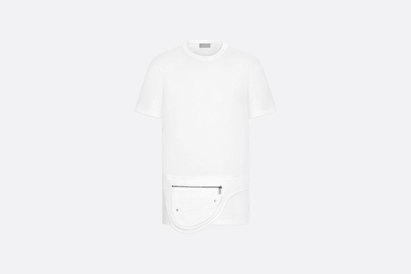 Camiseta Dior Off-White Compact De Algodón Con Bolsillo Saddle Incorporado Hombre