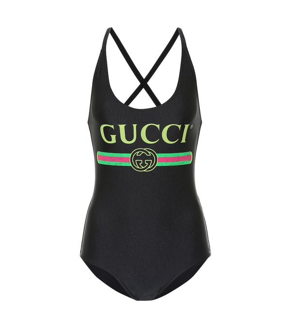 Gucci sparkling swimsuit with web print